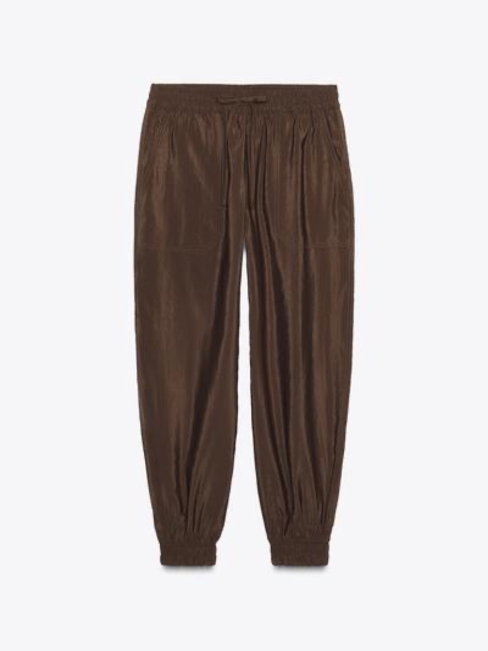 ZARA Women's Cuffed Hem Pants Brown - Medium